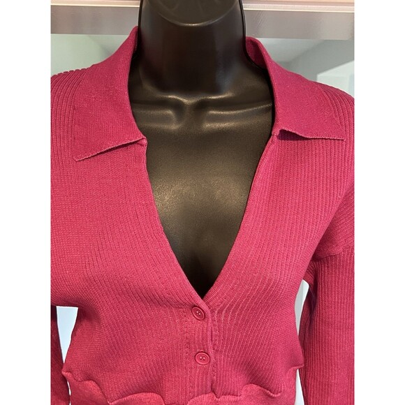 Monrow Magenta Ribbed Sweater Size Small - Picture 4 of 7